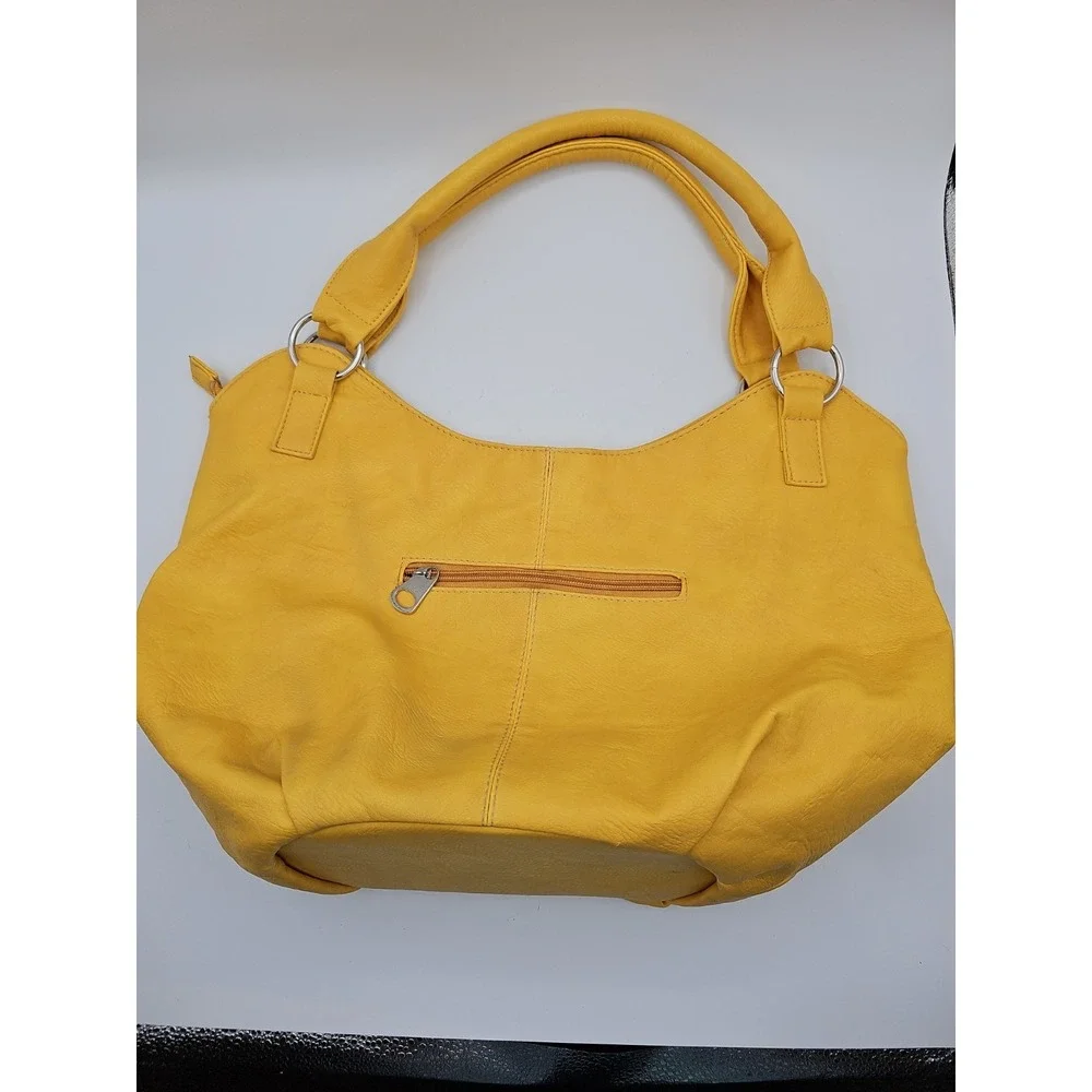 Dandelion Yellow Hobo Shoulder Bag Large Slouch Purse Silver Tone Hardware